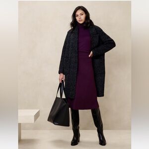 Banana republic Wine Knit sweater Skirt a/line pull-on elastic career work M